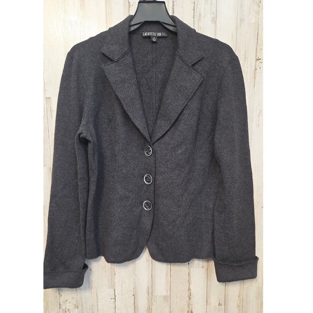 Lafayette 146 size 8 Button Blazer 100% Wool Cardigan Jacket Unlined Sweater